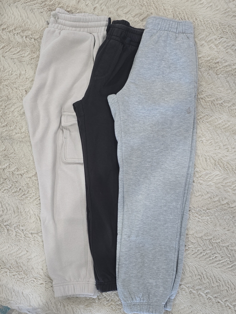 Bundle Of Kids Cozy Jogger Pants - Black, Gray, Cream